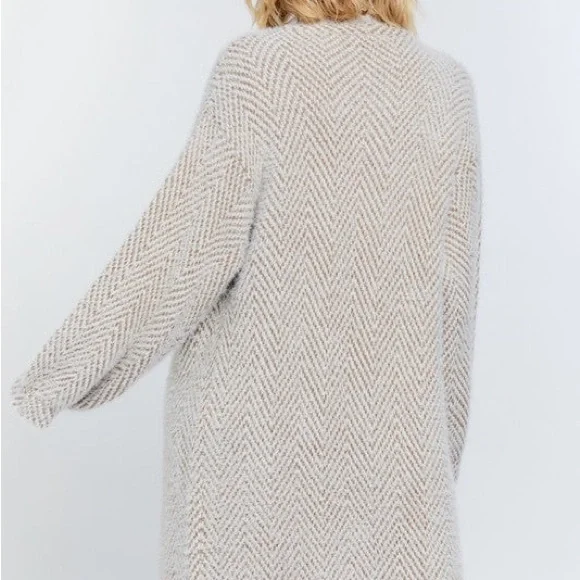 Taupe and Cream Textured long Sleeve Open Cardigan. Sizes S-3XL.  NEW! - Picture 2 of 4